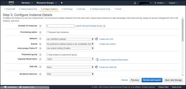 Configuration of Instance